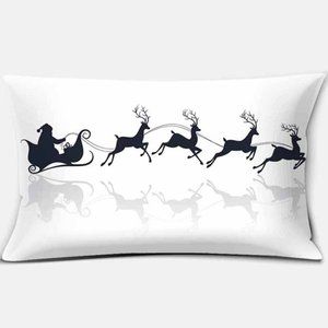 New Santa Sleigh Deer Double-sided Lumbar Pillow Cover Christmas Night Black